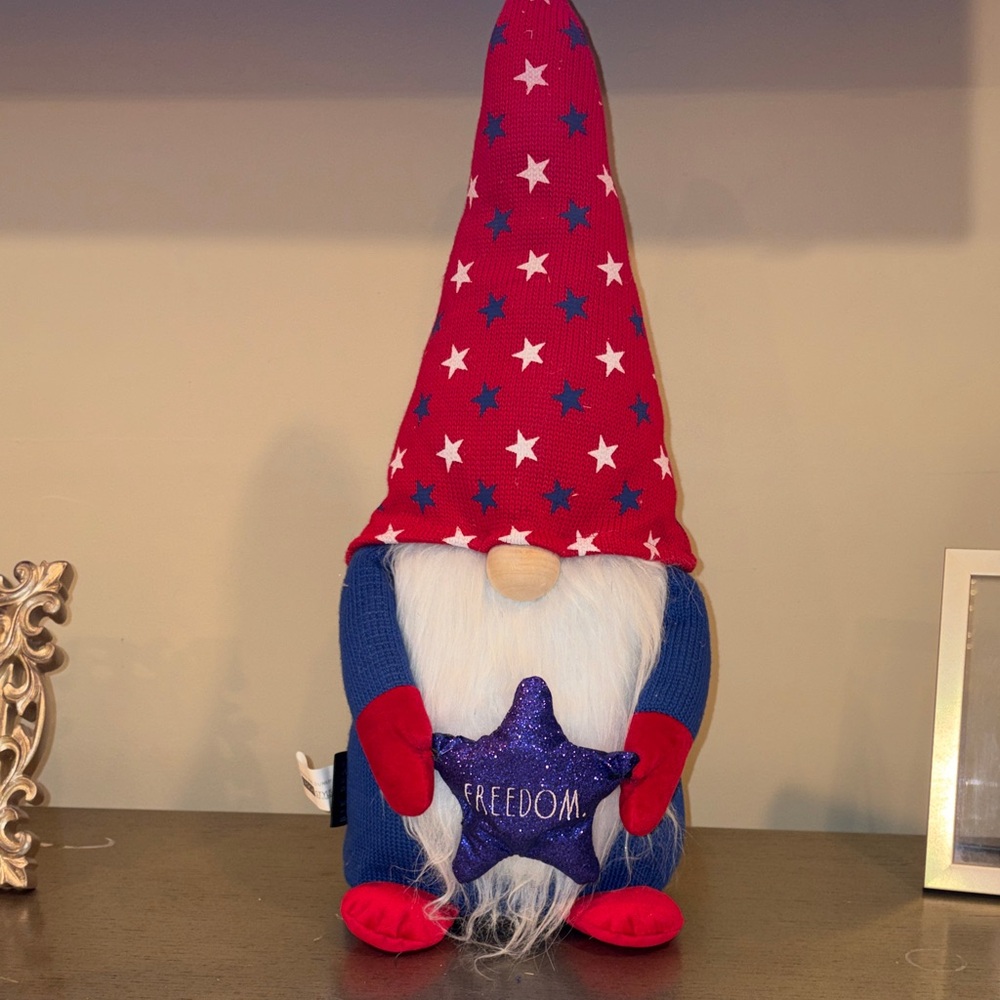 Patriotic Red & Blue Gnome Holiday Figurine - Freedom Star